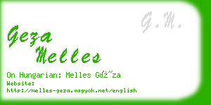 geza melles business card